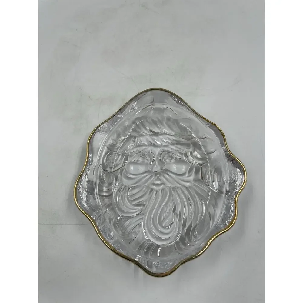 Mikasa Studio Nova Santa Face Glass Dish Gold Trim